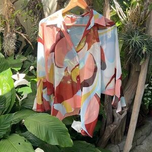 ZARA Sheer Mosaic Blouse Gorgeous Size Medium